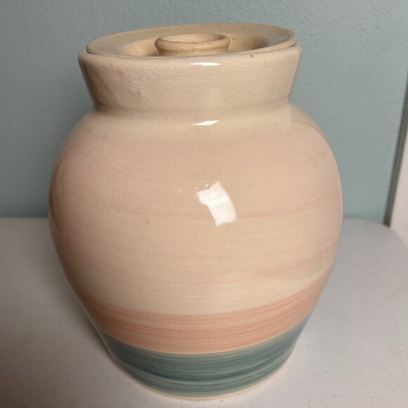 Ellis Prod Pottery Large Vintage Lidded Clay Pottery Jar with Desert Motif - Picture 3 of 9